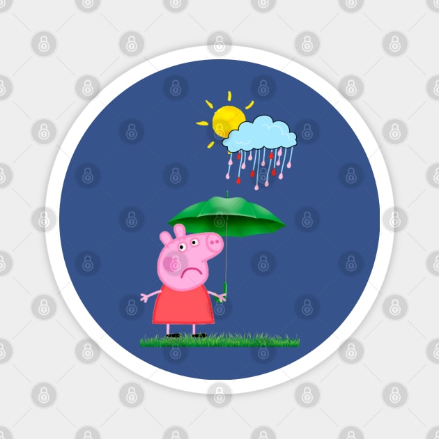 Funny pig with umbrella Magnet by LAV77